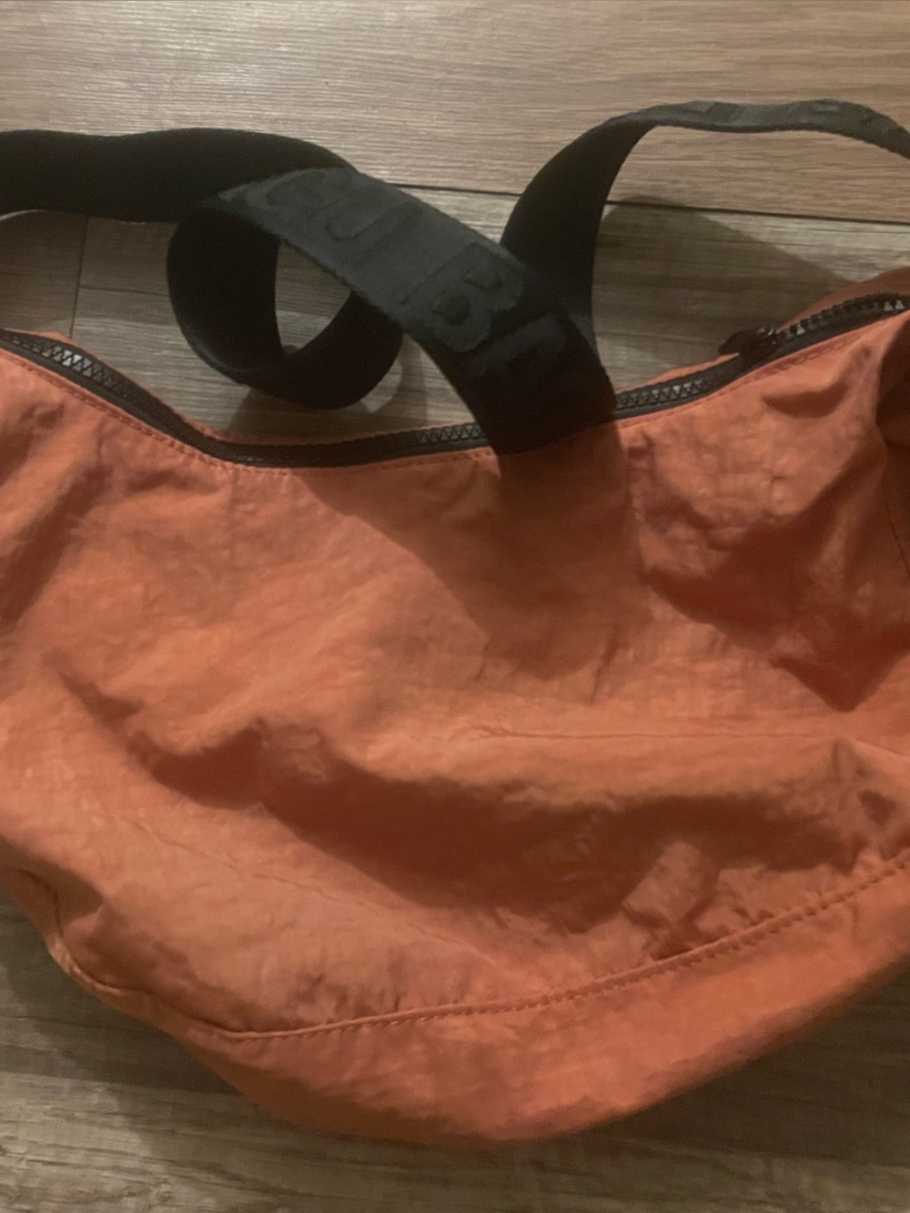 Baguu Orange Nylon Shoulder Bag with Black Strap